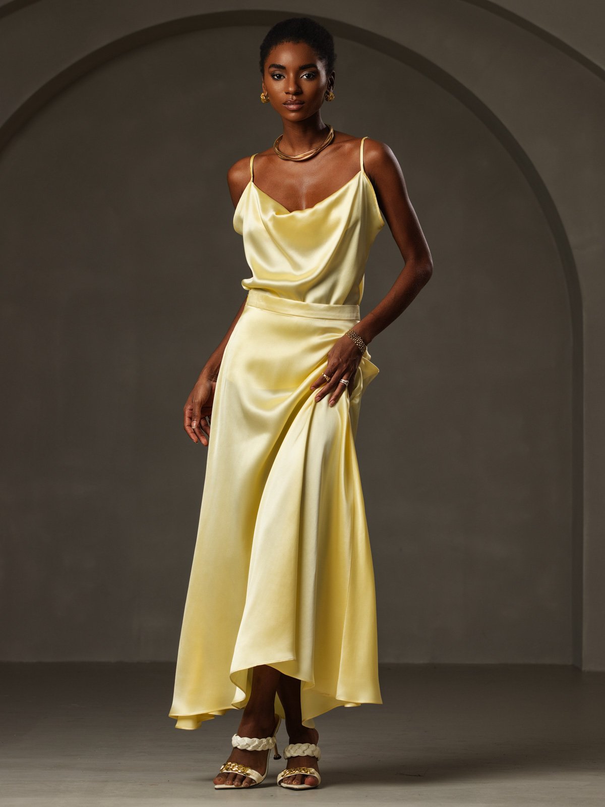 19Momme Silk Spaghetti Strap Cowl Neck Camisoles