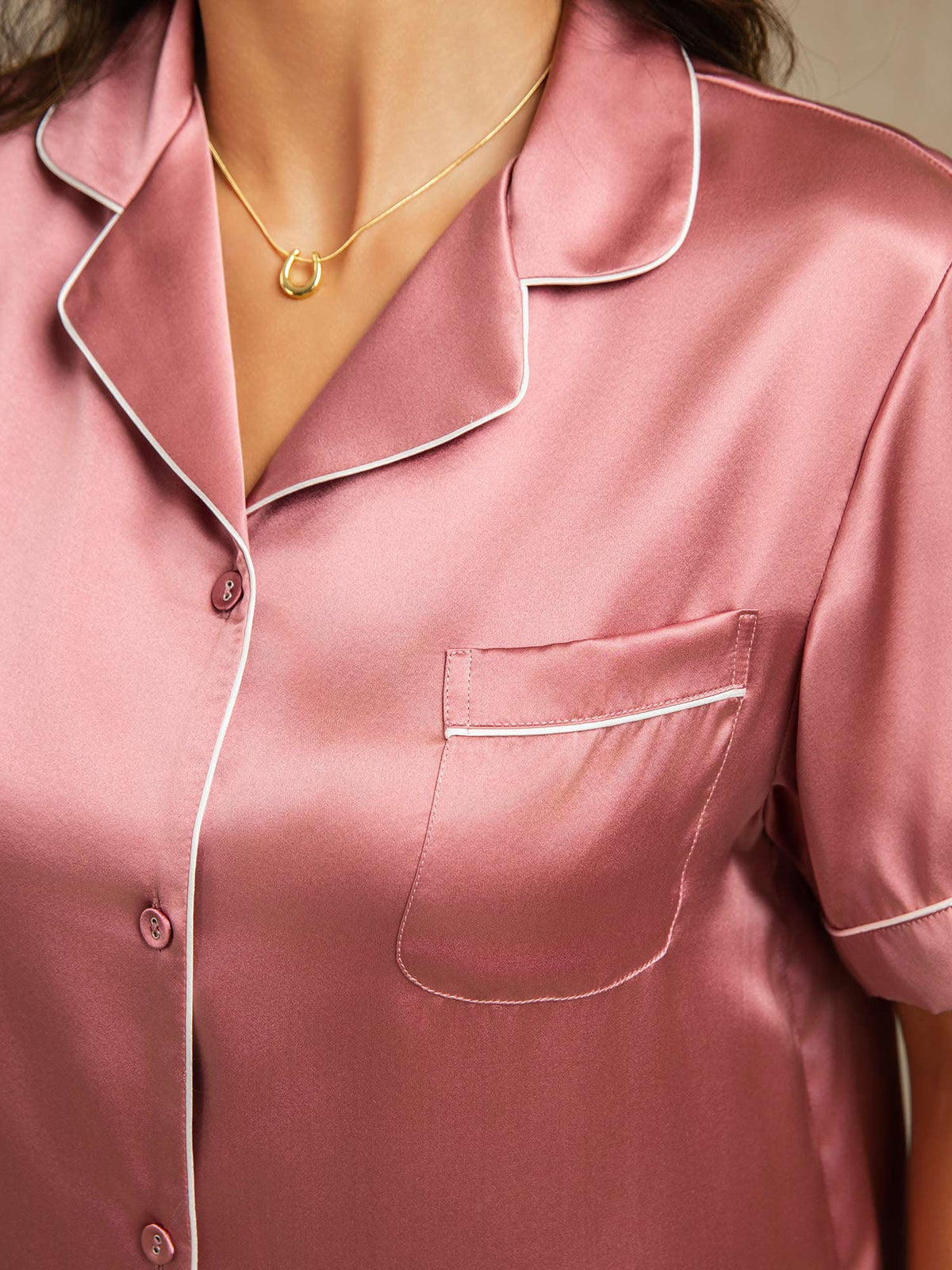 Pure Silk Short Sleeve Button Up Women's Pyjamas Set