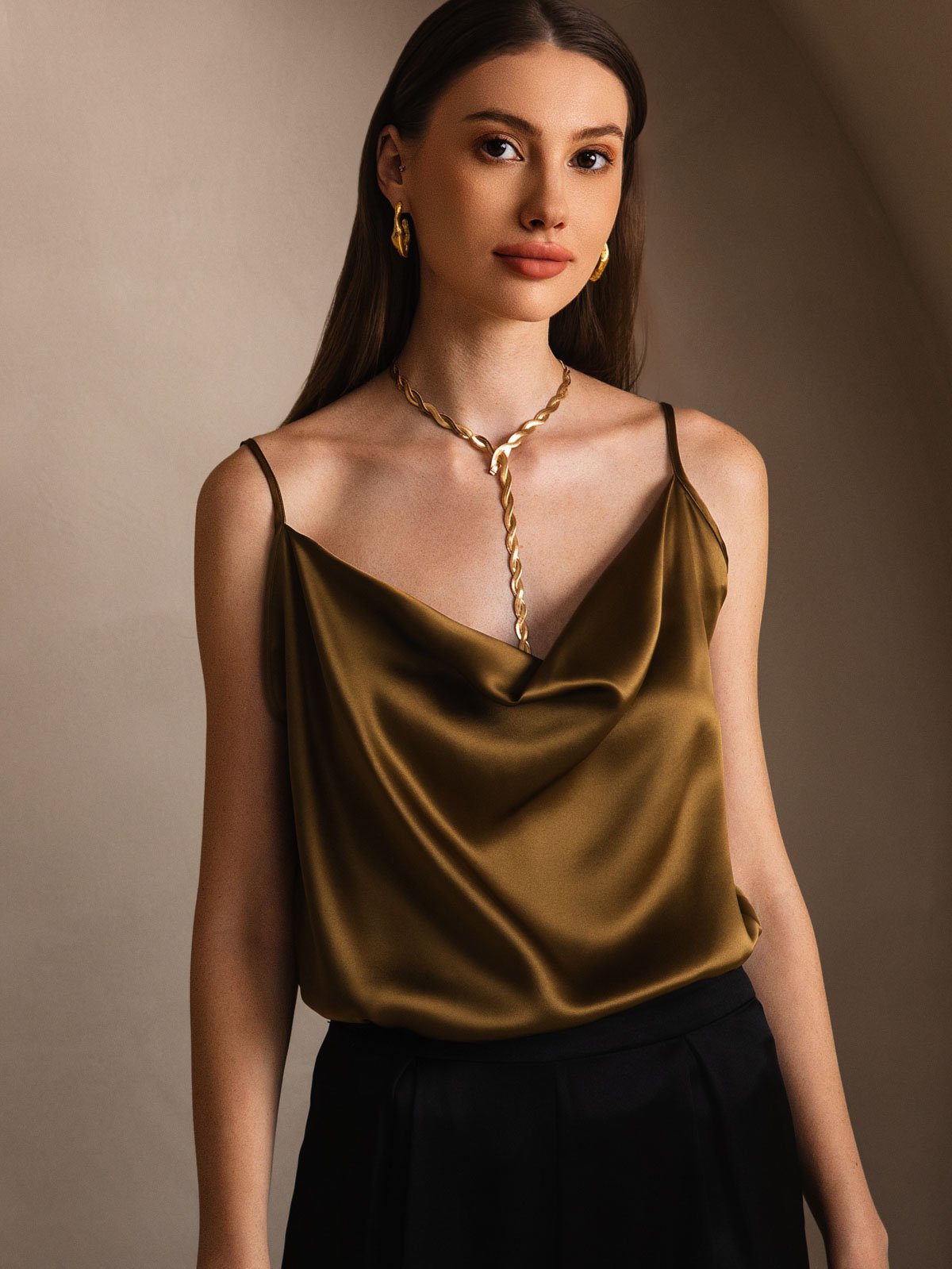 19Momme Silk Cowl Neck Camisoles