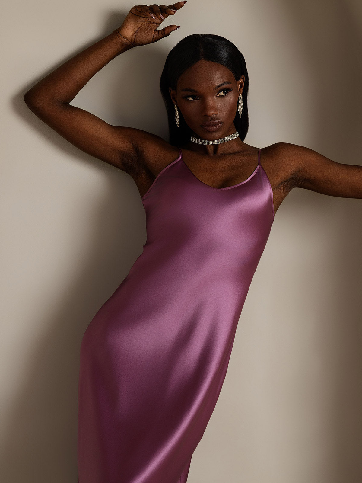 Pure Silk Spaghetti Strap Midi Dress
