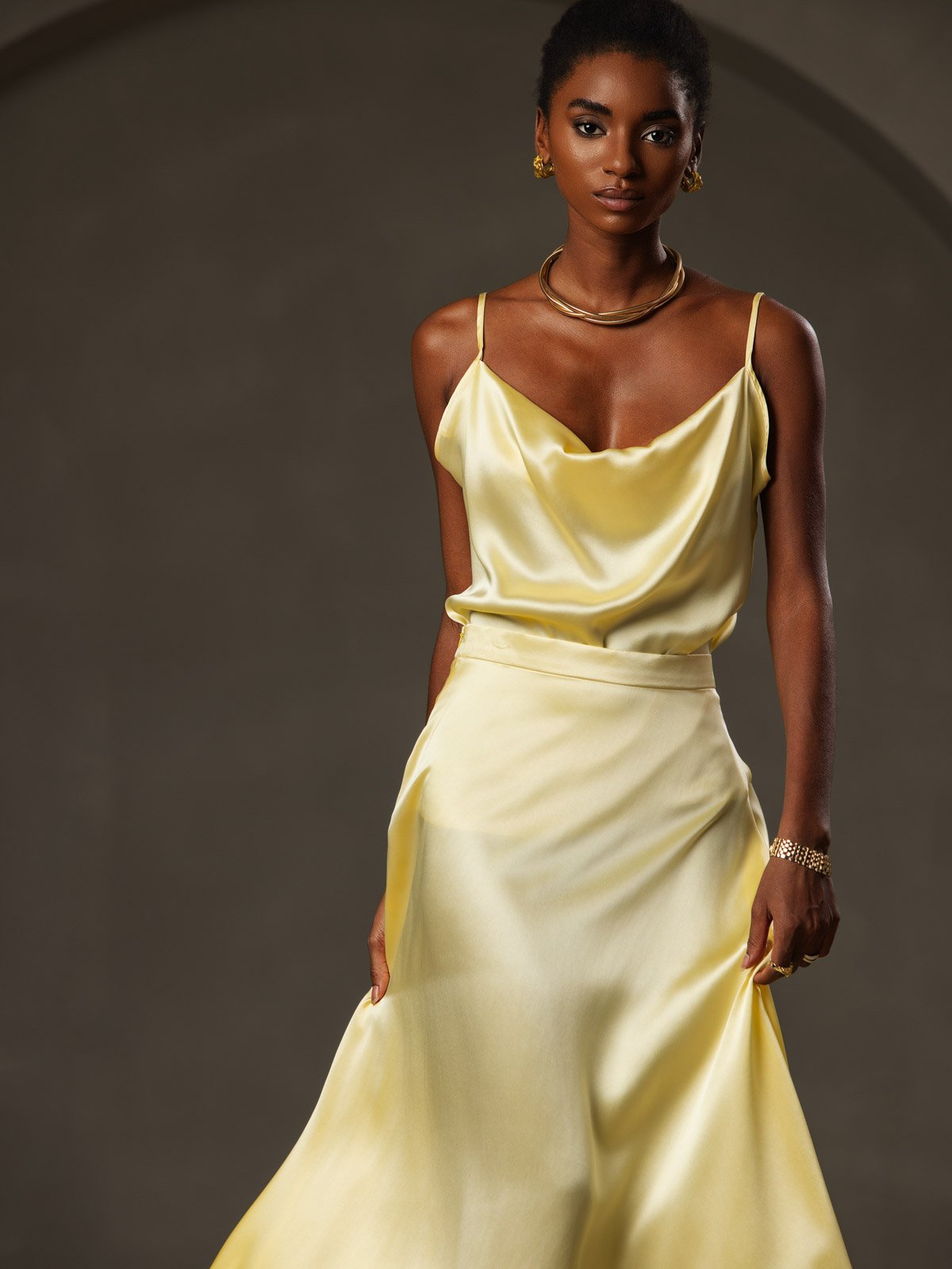 19Momme Silk Spaghetti Strap Cowl Neck Camisoles