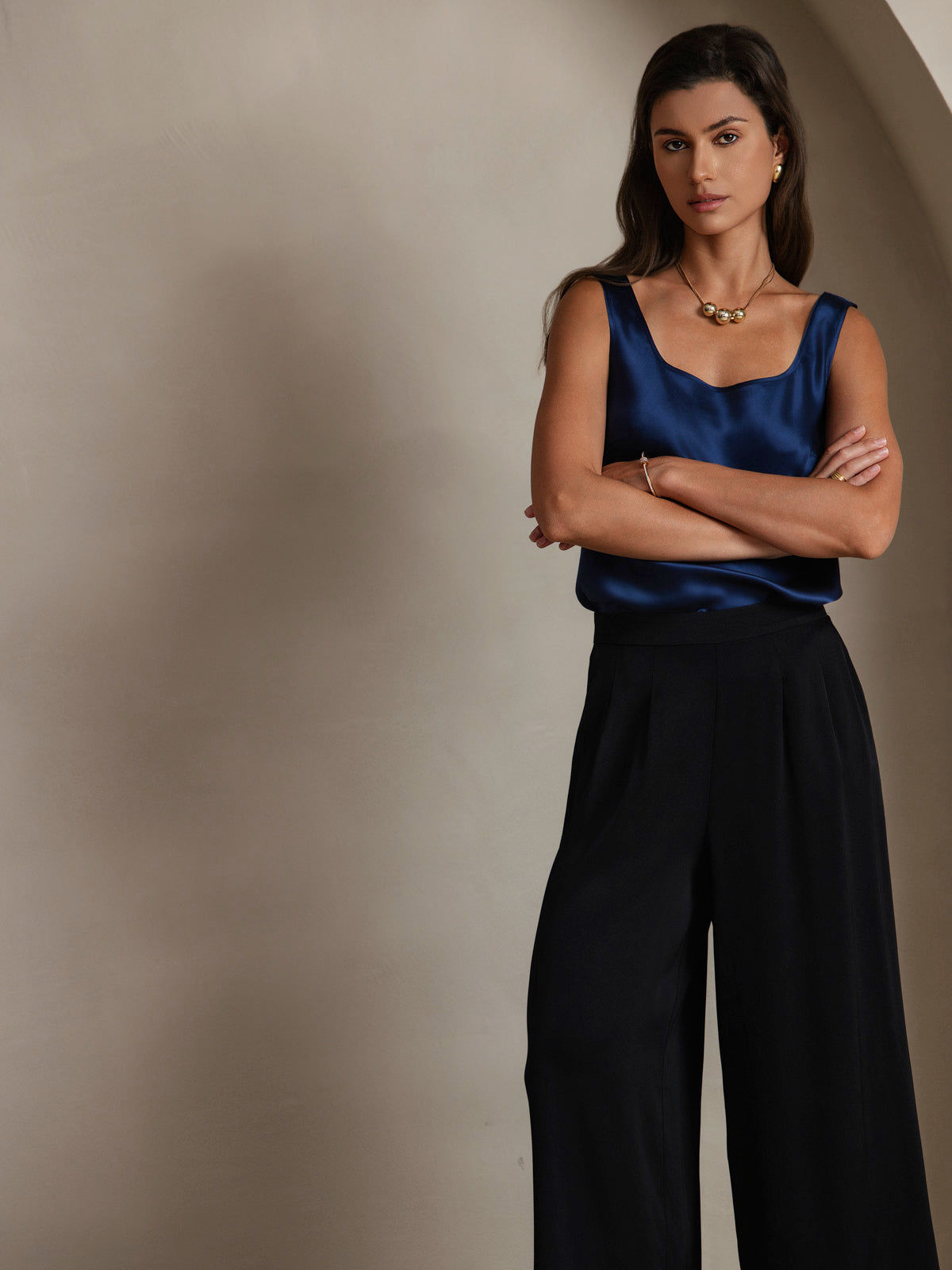 Women's Pure Silk Sleeveless U Neck Tank Top