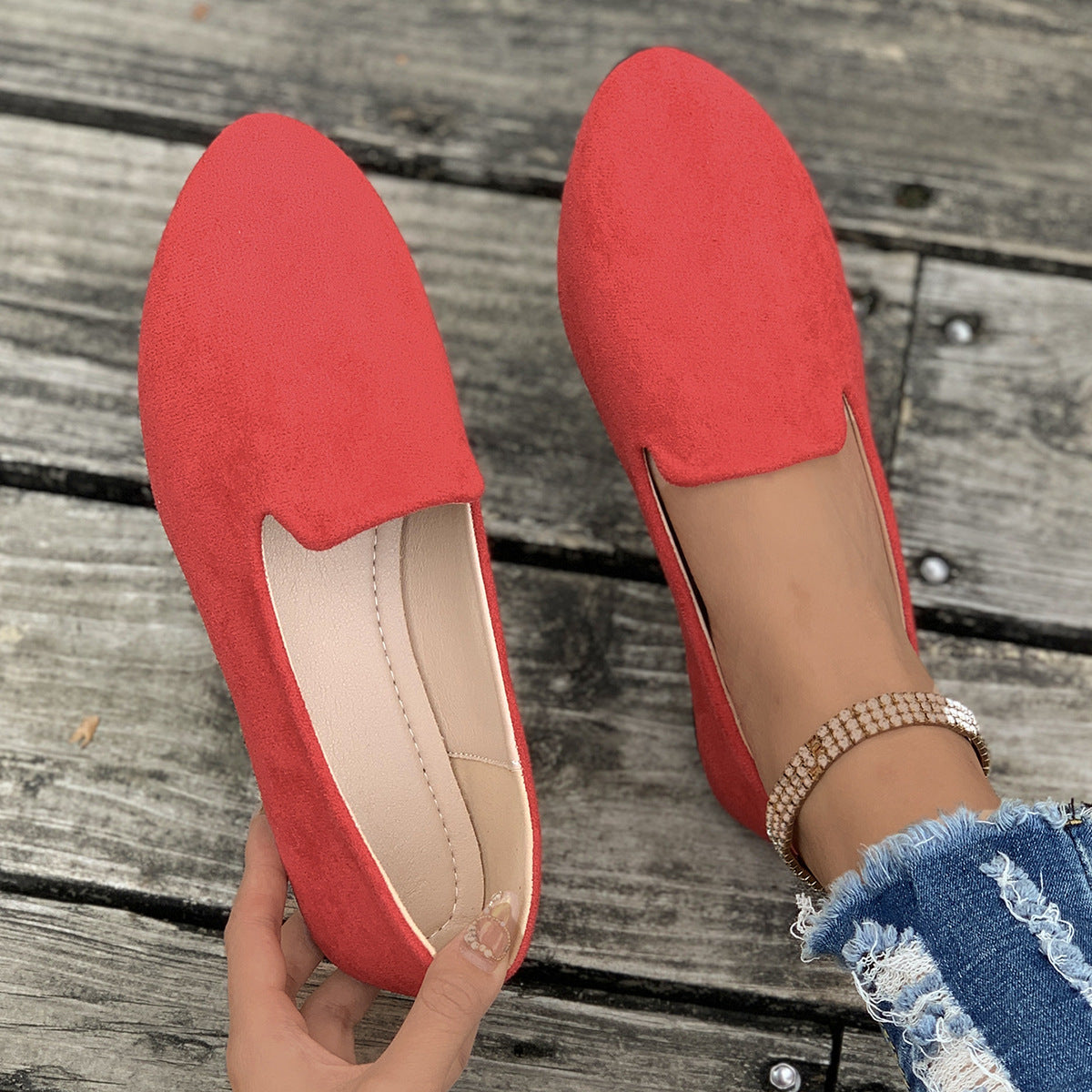 SHERNA™ - Women’s Solid Color Flats Soft Sole Pointed Toe Slip-On Shoes
