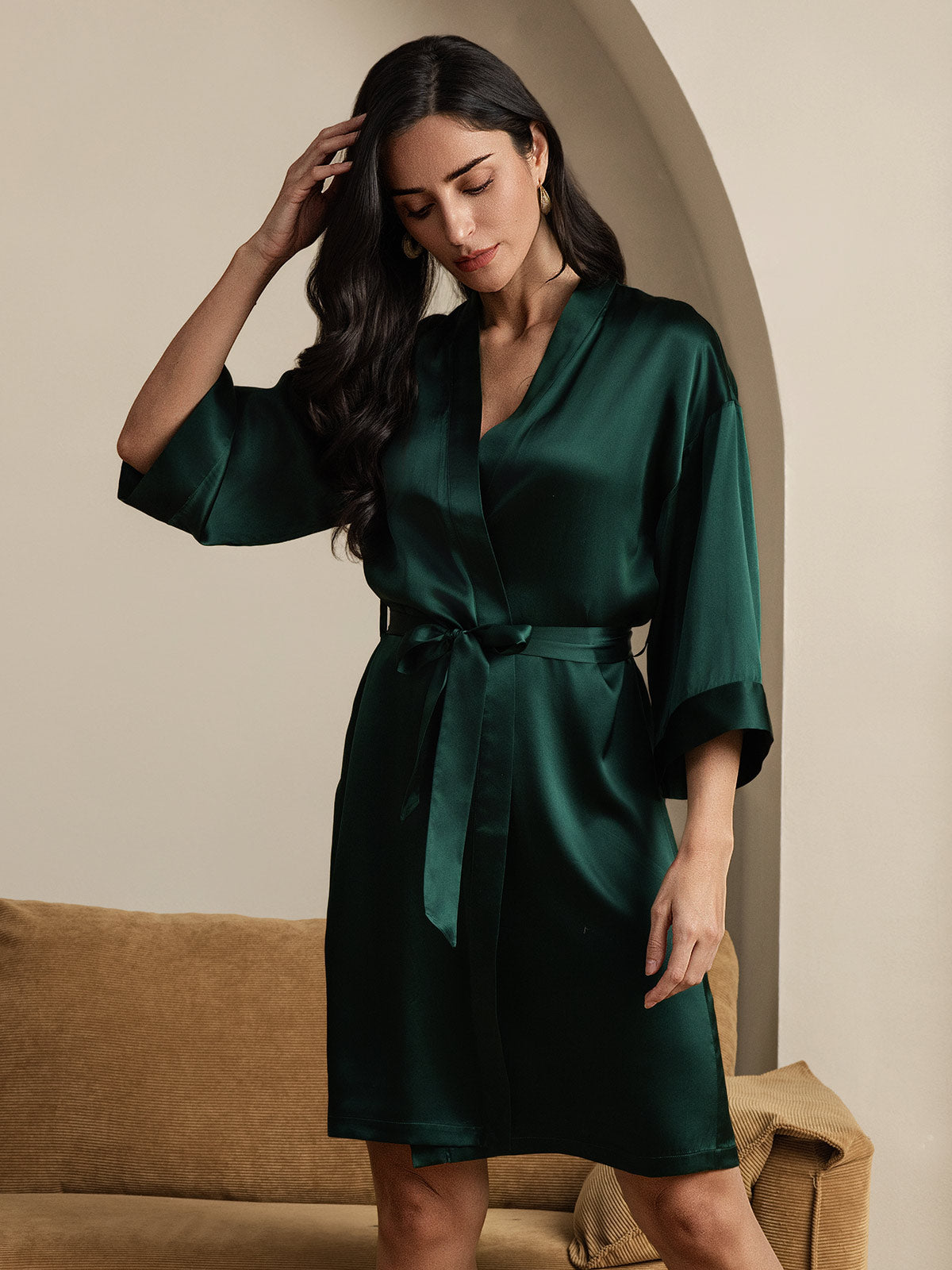 Pure Silk Women's Kimono Wrap Dressing Gown