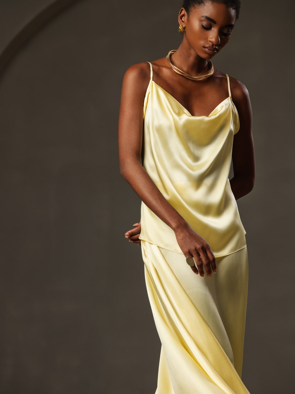 19Momme Silk Spaghetti Strap Cowl Neck Camisoles