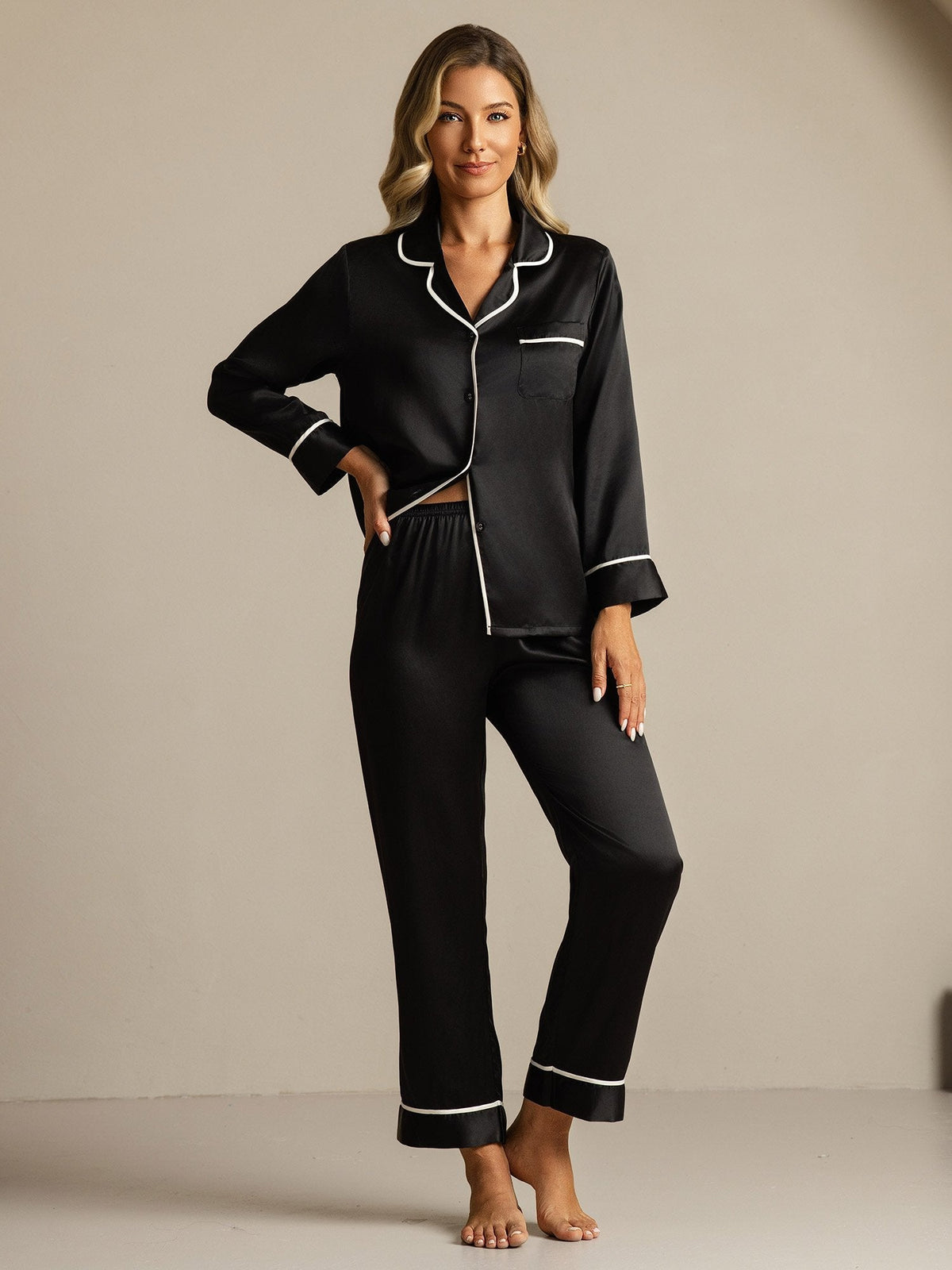 100% Mulberry Silk Classic Pajama Set