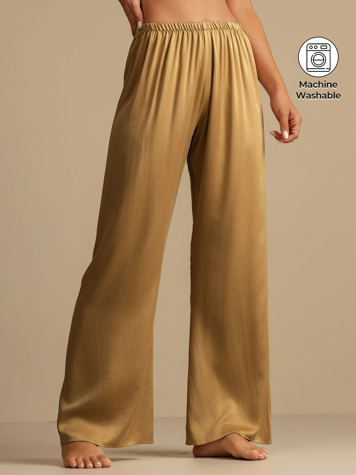19Momme Washable Silk Wide Leg Women's Sleep Pants with Elastic Waist